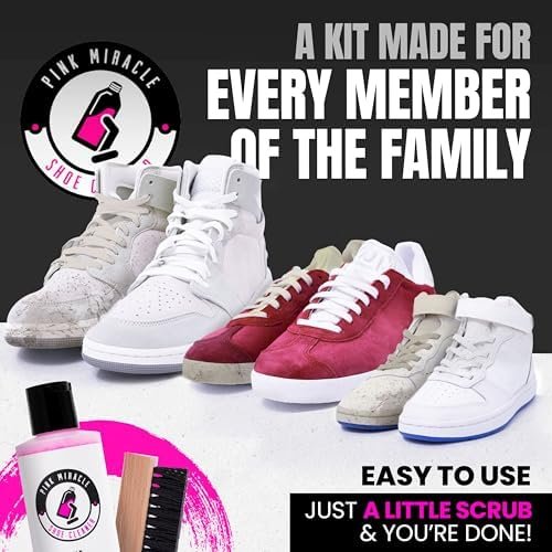 Pink Miracle Shoe Cleaner Kit with Bottle and Brush For Fabr...