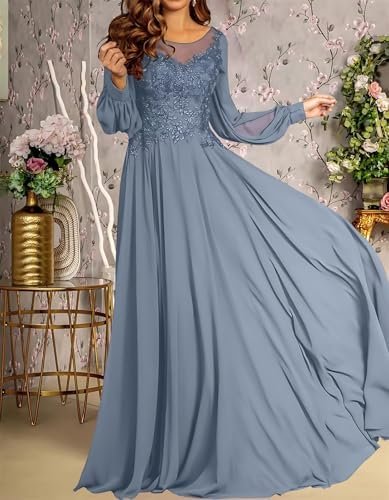 Lace Applique Chiffon Mother of The Bride Dresses for Weddin...