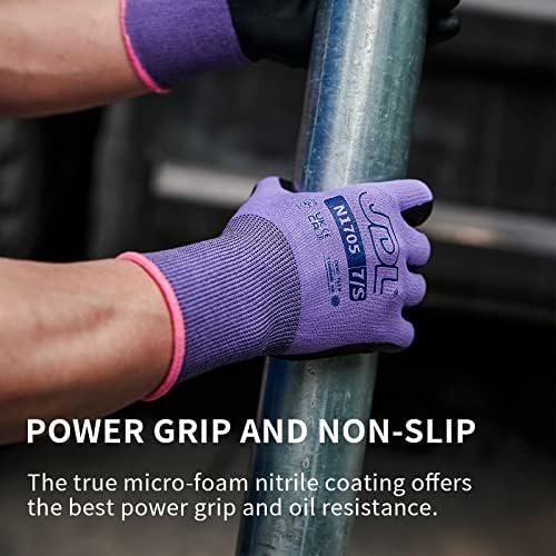 JDL Work Gloves Women men Microfoam Nitrile Coated Gloves 3/...