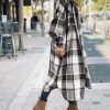 SKIKYAN Women Fall Flannel Plaid Shacket Jacket Oversized Bu...