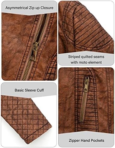 Bellivera Women's Faux Leather Casual Jacket 2025 Spring Tre...