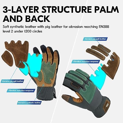 Vgo... 1-Pair Gardening Gloves Men, Safety Work Gloves, Punc...