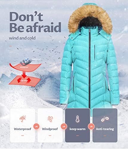 CREATMO US Women's Winter Hooded Coat Waterproof Warm Long P...