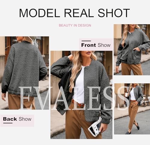 EVALESS Bomber Jackets for Women Spring Fashion 2025 Cute Ja...
