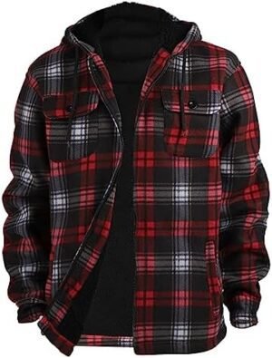 TanBridge Men's Flannel Plaid Jacket Full Zip Fleece Flannel... TanBridge Men's Flannel Plaid Jacket Full Zip Fleece Flannel...