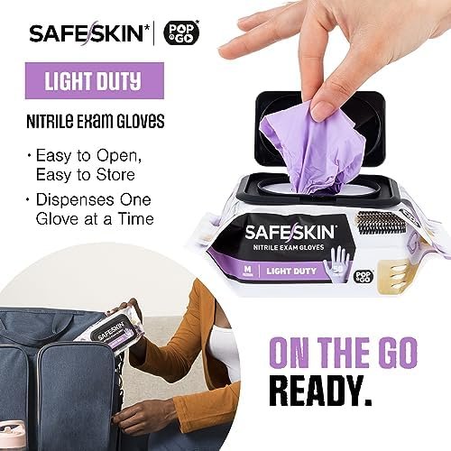 SAFESKIN Disposable Nitrile Gloves in POP-N-GO Pack of 50 or...