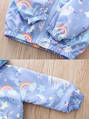 Girls Cartoon Unicorn Jackets Spring Zip Kids Hooded Flaming...