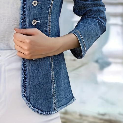 Jean Jackets for Women Trendy Stretch Denim Jacket Button Up...