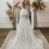 Boho Lace Wedding Dress for Brides Could Sleeves Deep V Neck...