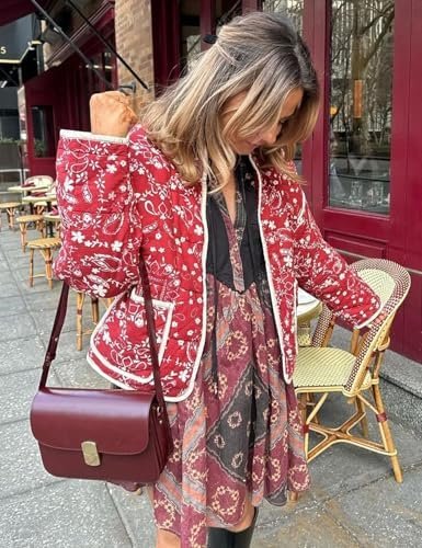 Wyeysyt Women's Cropped Puffer Jacket Lightweight Floral Pri...