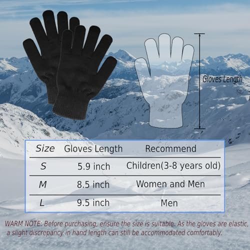 6 Pairs Winter Gloves for Women Men's Warm Knit Gloves for C...