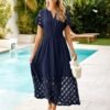 Simplee Womens 2025 Summer Boho Maxi Dress V Neck Empire Wai...