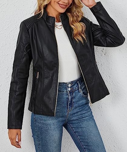 Bellivera Faux Leather Jacket Women Motorcycle Zipper Bomber...