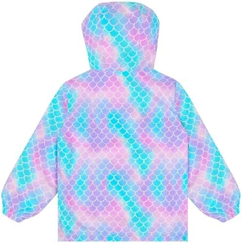 OlyPegic Girls Rain Jacket Waterproof Hooded Fleece Lined Li...