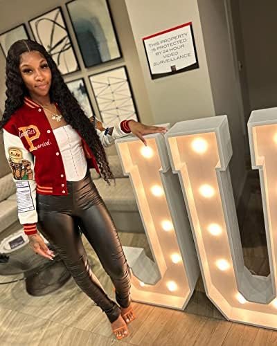 NIFTRIRY Varsity Jacket Women Patch Casual Jacket Cropped Ja...