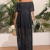 Holipick Women's Off Shoulder Lace Maxi Dress Boho Wedding G...