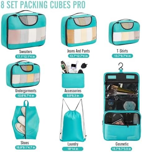 Veken 8 Set Packing Cubes for Kids, Travel Suitcase Essentia...