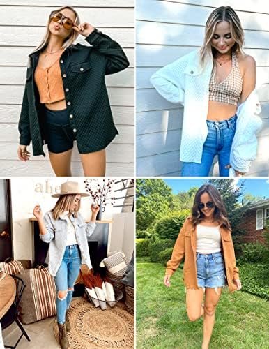 ZESICA Women's Casual Long Sleeve Button Down Loose Lightwei...