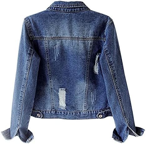Kedera Womens Denim Jackets Distressed Ripped Long Sleeve Je...