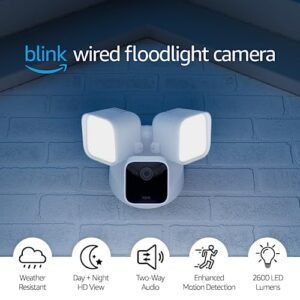 Like-New Blink Wired Floodlight Camera – Smart security came... Like-New Blink Wired Floodlight Camera – Smart security came...