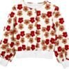 Yimoon Women's Cropped Floral Print Bomber Jacket Puff Sleev...