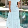 PRETTYGARDEN Summer Dresses for Women 2025 Eyelet Square Nec...