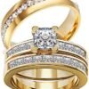TWO RINGS His Hers Wedding Ring Sets Couples Rings Women's B...