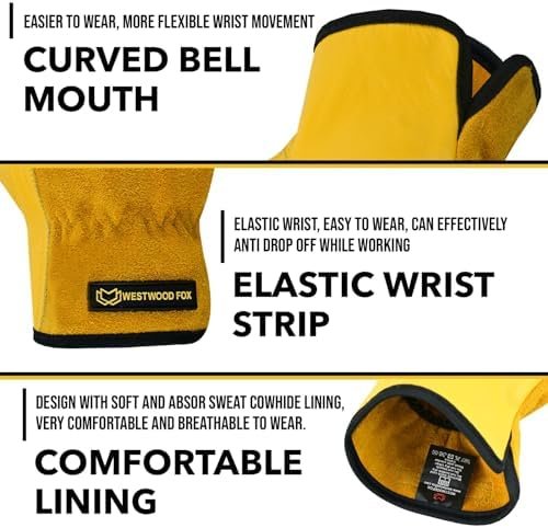 Work Gloves Men Heavy Duty Leather Gardening Gloves for Thor...