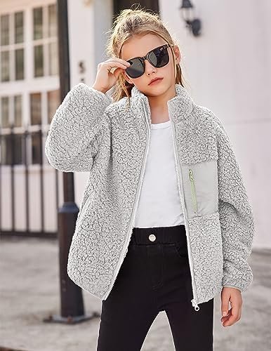 Arshiner Girls Fleece Jacket Sherpa Fall Winter Full Zip Fuz...
