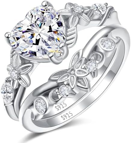 Heart Ring for Women Heart Moss Agate/Opal/Cubic Zirconia In...