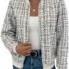 Floerns Women's Plaid Print Zip Up Bomber Jacket Casual Long...
