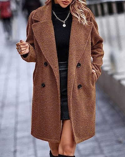 BTFBM Women 2025 Winter Faux Fur Coats Lapel Long Sleeve Fuz...
