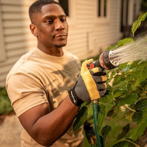 Wells Lamont Men's Hydrahyde Water-Resistant Leather Work Gl...