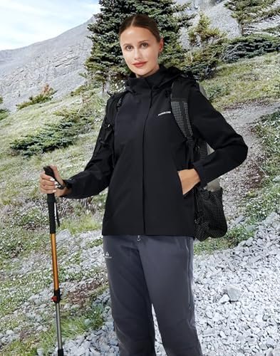 Pioneer Camp Women's Rain Jacket with Hood Waterproof Windbr...