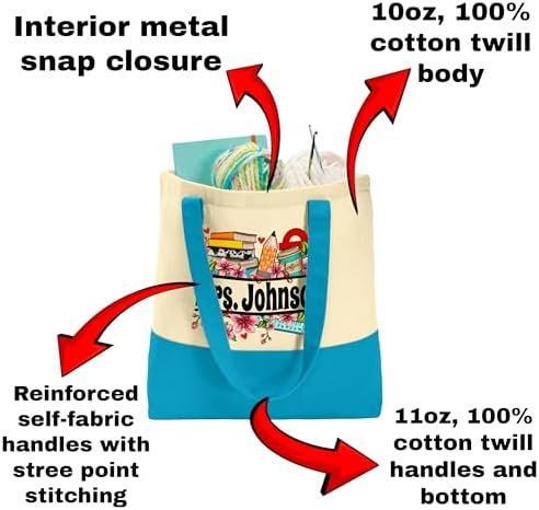 Personalized Teacher Tote Bag - Teacher Bag Daily Use - Teac...