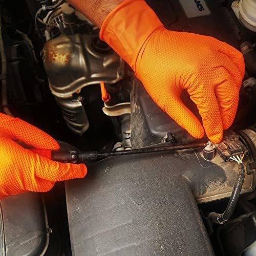 TitanFlex Thor Grip Heavy Duty Industrial Orange Nitrile Glo...