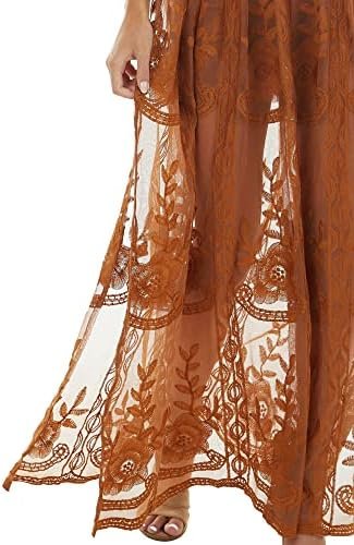 LRISES Womens V Neck Floral Embroidered Lace Wedding Maxi Dr...