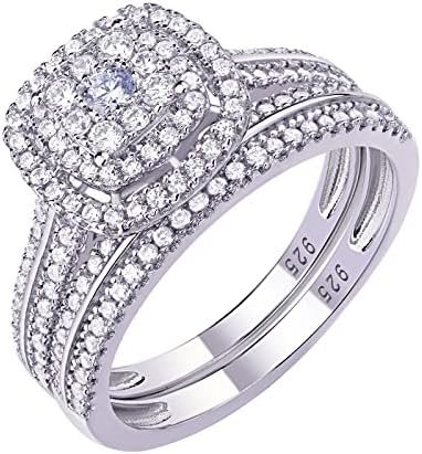 Newshe Jewellery Engagement Rings for Women Wedding Ring Set...