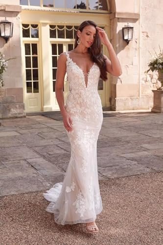 Mermaid Wedding Dresses for Bride Lace Beach Tulle Applique ...