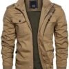 CRYSULLY Men's Spring Fall Casual Windbreaker Jacket Cargo S...