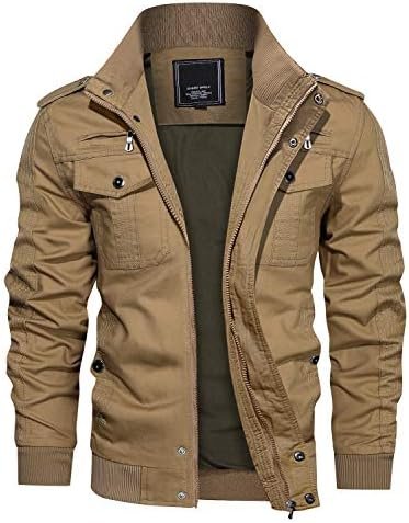 CRYSULLY Men's Spring Fall Casual Windbreaker Jacket Cargo S...