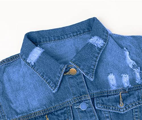 SOMTHRON Women's Distressed Denim Jeans Outfits Coat Spring ...