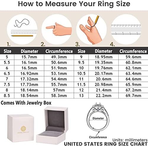 Newshe Wedding Band Engagement Ring Set for Women 925 Sterli...