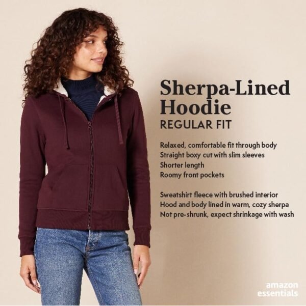 Amazon Essentials Women's Sherpa-Lined Fleece Full-Zip Hoode...