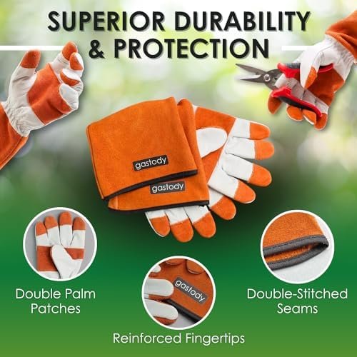 Gastody- Long Sleeve Leather Gardening Gloves, Multipurpose...