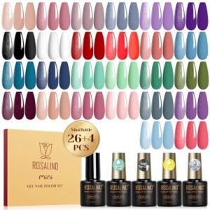 ROSALIND 30PCS Gel Nail Polish Set with Base Coat and ROSALIND 30PCS Gel Nail Polish Set with Base Coat and Glossy...