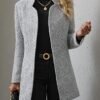 MakeMeChic Women's Open Front Business Coat Long Sleeve Stan...