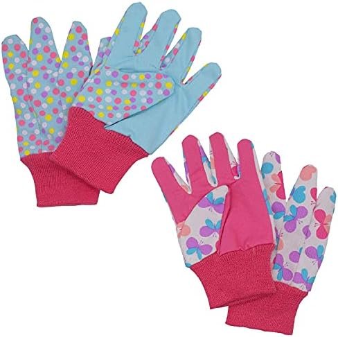 2 Pairs of HANDLANDY Kids Gardening Gloves Foam Rubber Coate...