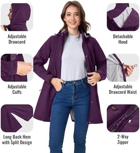 MAGCOMSEN Women's Long Fleece Lined Jackets Warm Winter Wind...