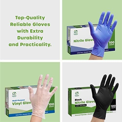 Comfy Package Synthetic Vinyl Blend Disposable Plastic Glove...
